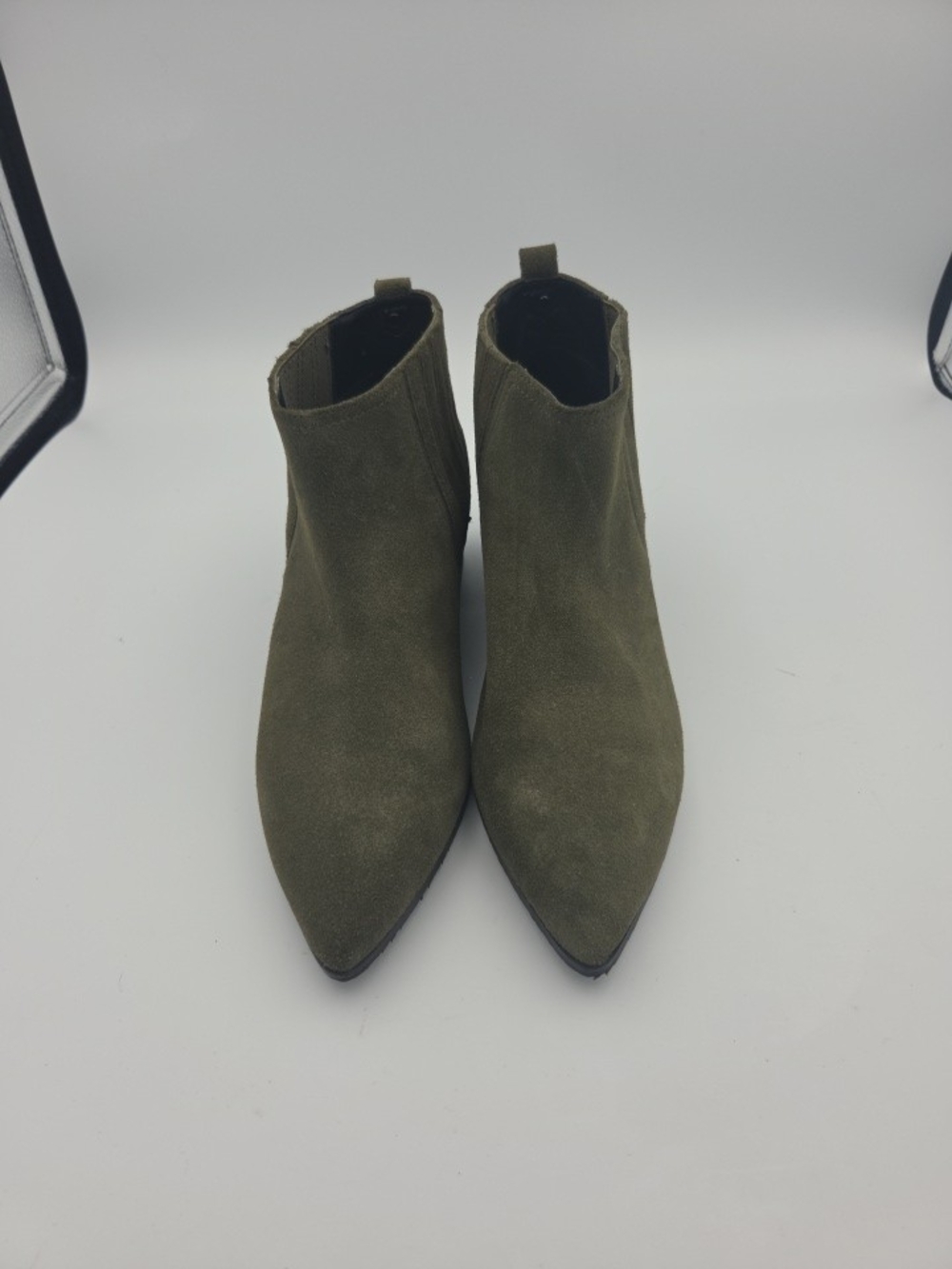 NYDJ Olive Green Suede Pointed Toe Ankle Booties Size 7.5